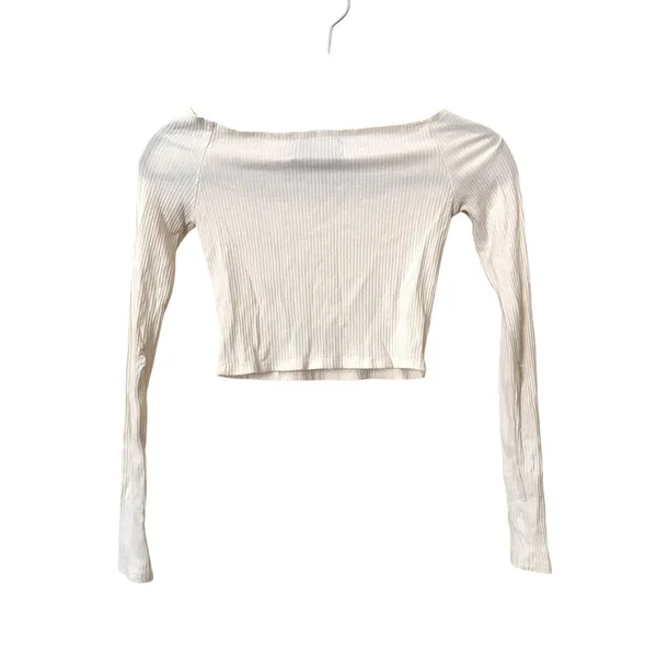 REFORMATION‎ Ribbed Cropped Long Sleeve White XS/S - Image 3