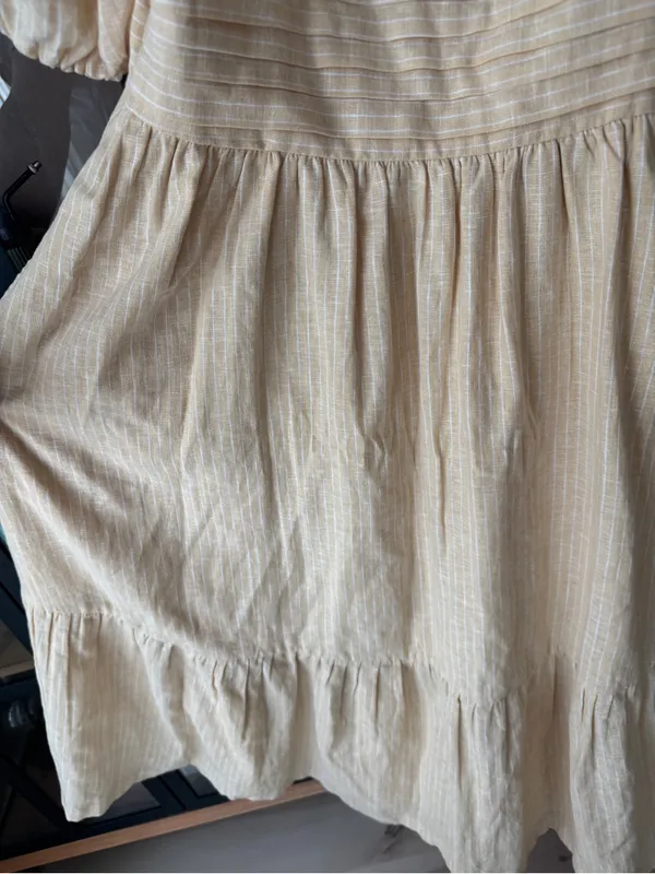 Abercrombie Emerson midi dress linen puff short sleeve butter pockets squareneck - Image 9