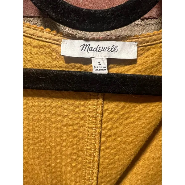 Madewell Retro Mustard Gold Corduroy Shift Dress V-Neck Pockets Boho Academia L - Image 5