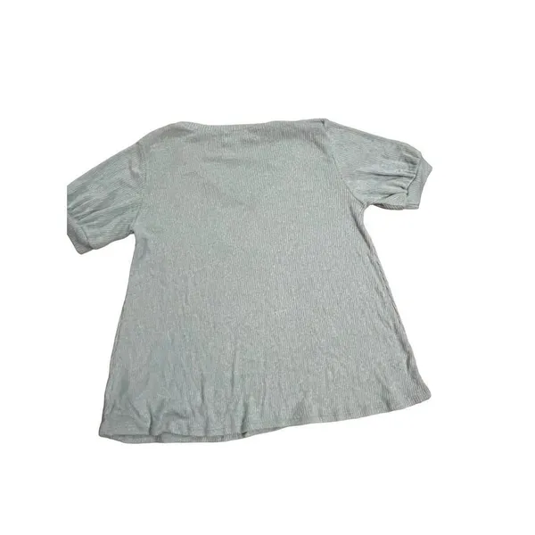 ‎Perfect Peach ribbed Vneck light green sweater small - Image 2