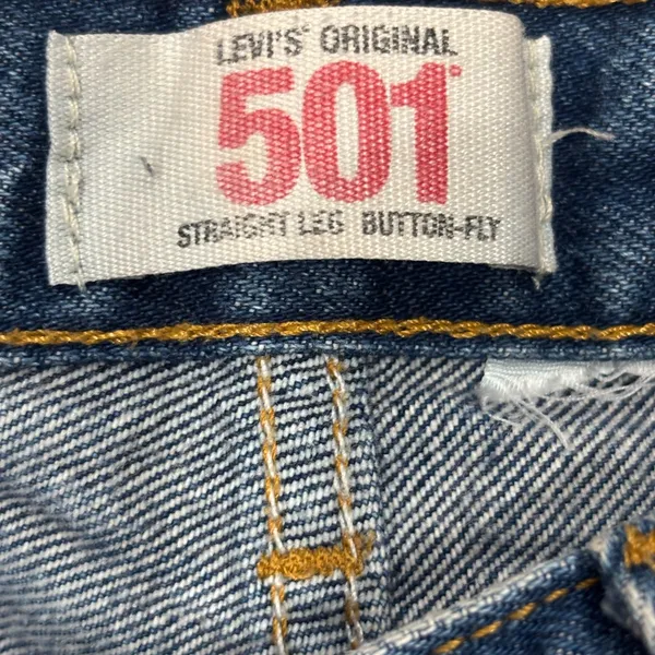 Levi's Original 501 Ripped Blue Jean Shorts - Image 3