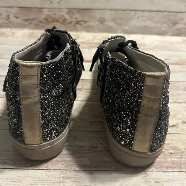 ShuShop Pia Glitter High Top Sneakers Women's Size 10 Shoes Silver Gold Metallic - Image 2