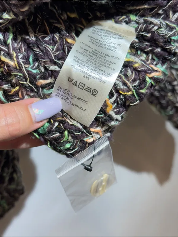 NWT Free People Multicolor Speckled Chunky Button Flea Market Cardigan Size M - Image 9
