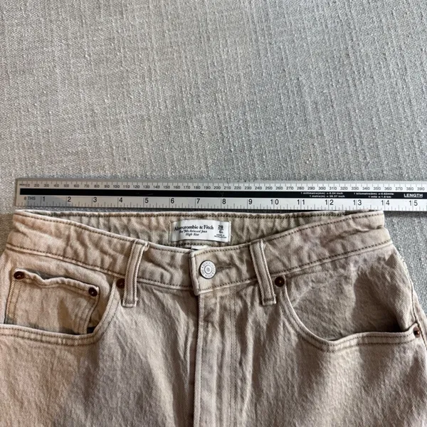 Abercrombie & Fitch Curve Love Grunge Workwear Style Bleach & Grease Stain Jeans - Image 7
