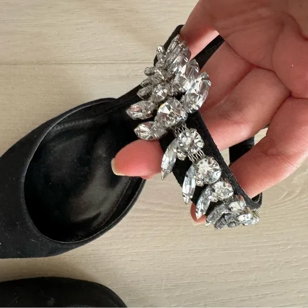 Lulus Black Tito Black Suede Rhinestone Pointed-Toe Mules - Image 5