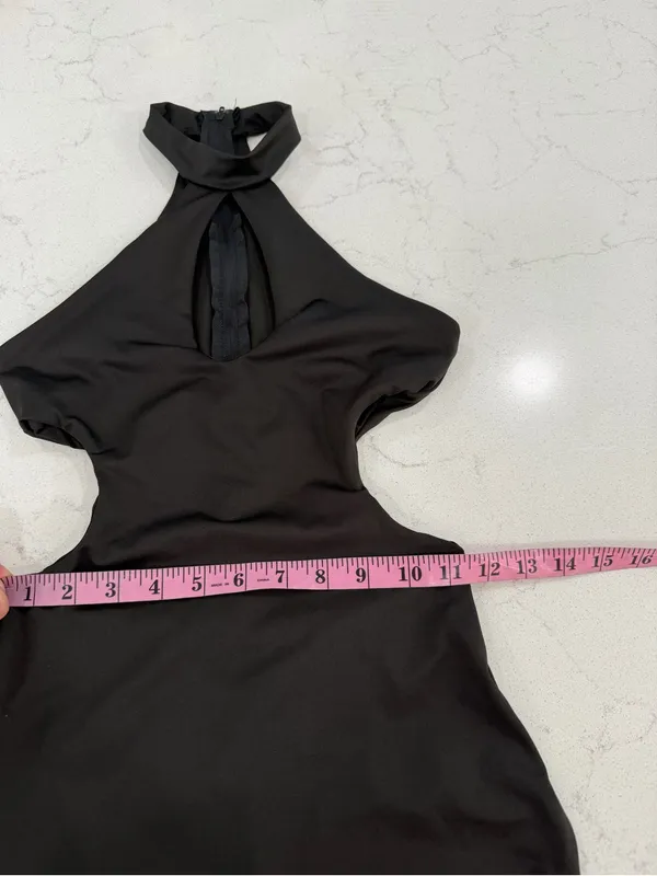 Windsor Black Halter Midi Dress with Cutouts - Image 8