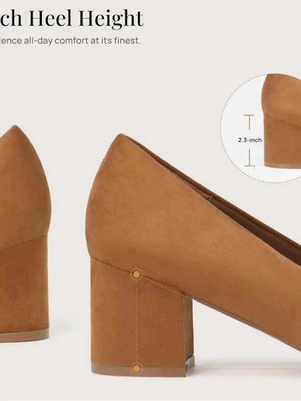 Benassal Women's Tan Block Heel Pumps with Bow and Metal Accent Size 8.5 - Image 5