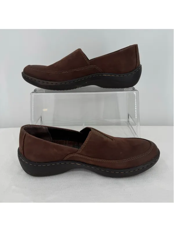 Born Brown Loafers Genuine Leather Slip On Hand Crafted Cushioned Comfort Sz 7M - Image 6