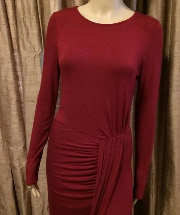 CQ by CQ High/Low Burgundy Goddess Draped Dress - Image 3