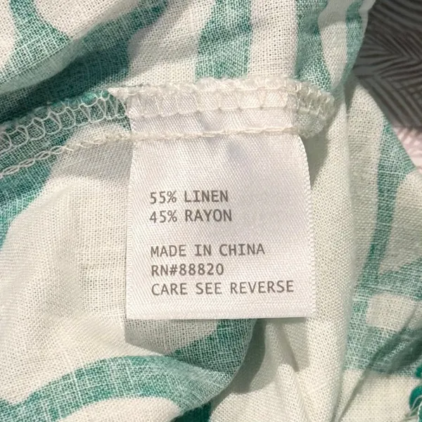 NWT Linen Blend‎ Pants Pull On High Rise Crop Tropical White Green Panama Jack S - Image 4