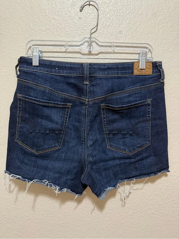 American Eagle Hi-Rise Shortie Denim Shorts Size 10 Dark Wash Stretch - Image 2