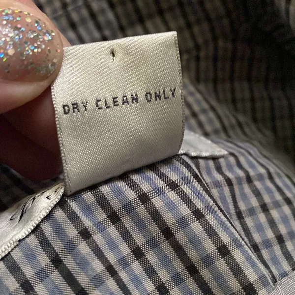 Vintage blue plaid long cotton blend trench coat, size medium - Image 6