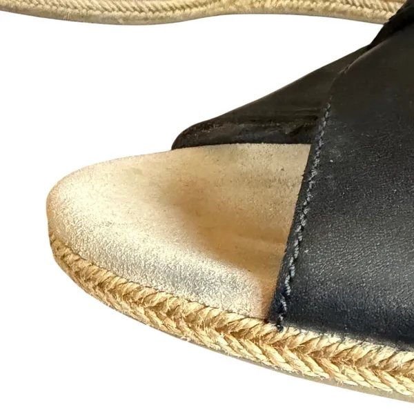 Clarks Lafley Alaine Wedge Sandals Womens 9.5 Black Leather‎ Comfort Espadrille - Image 8