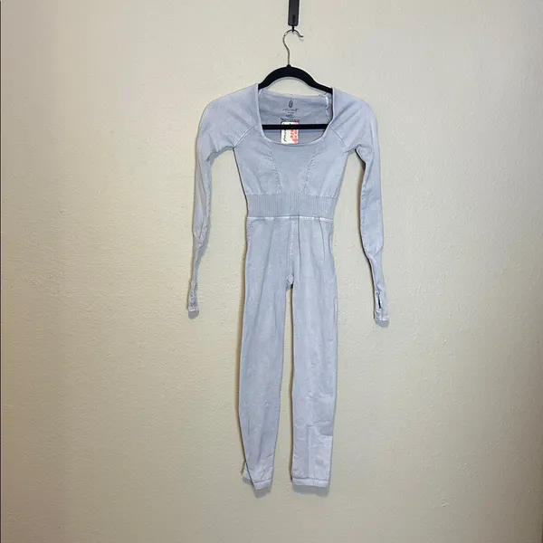 Free People Movement Good Karma‎ Onesie In Ice Grey Size XS/Small NWT - Image 3