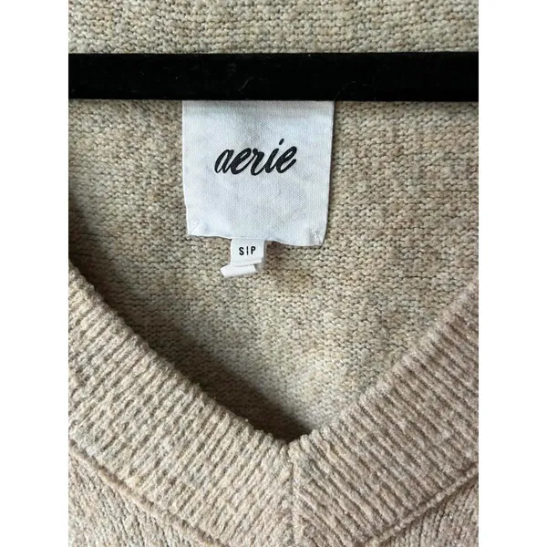 Aerie Beige V-Neck Sweater Size S/P - Image 2