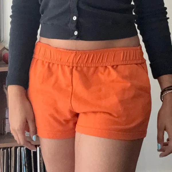 SHEIN Orange French Terry Elastic Waist Lounge Shorts with Pockets Small - Image 3
