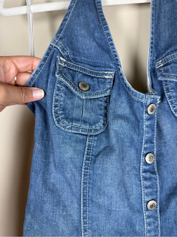 Y2K Vintage Guess Sexy Button Down Denim Mini Dress Size 9 - Image 5