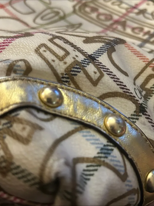 Coach Heritage Limited Edition Gold Graffiti Tattersall Tote F13188 16” x 13” XL - Image 10