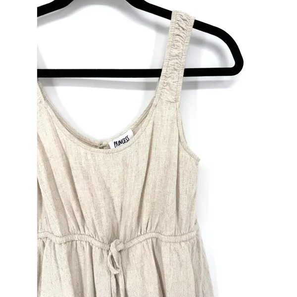 Princess Polly Romper Sleeveless Boho Size 4 Oatmeal Beige Smocked Strap Keyhole - Image 5