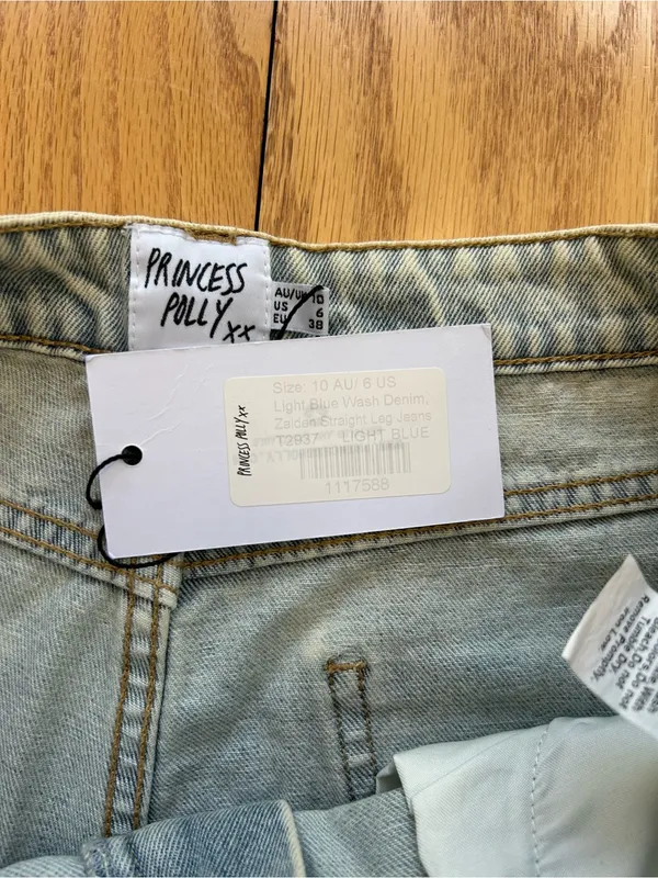 NWT Princess Polly Zaidon Straight Leg Jeans Light Blue Wash Denim US 6 AU‎ 10 - Image 5