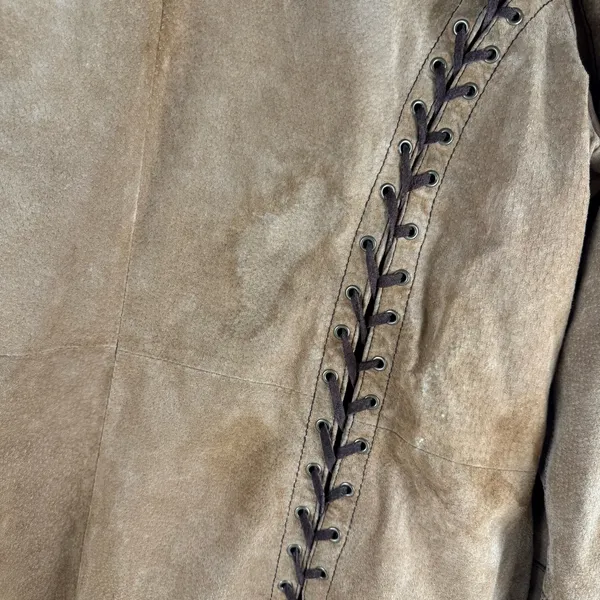 Vintage Wilsons Leather Maxima Brown Suede Trench Coat with Braided Accents - Image 13