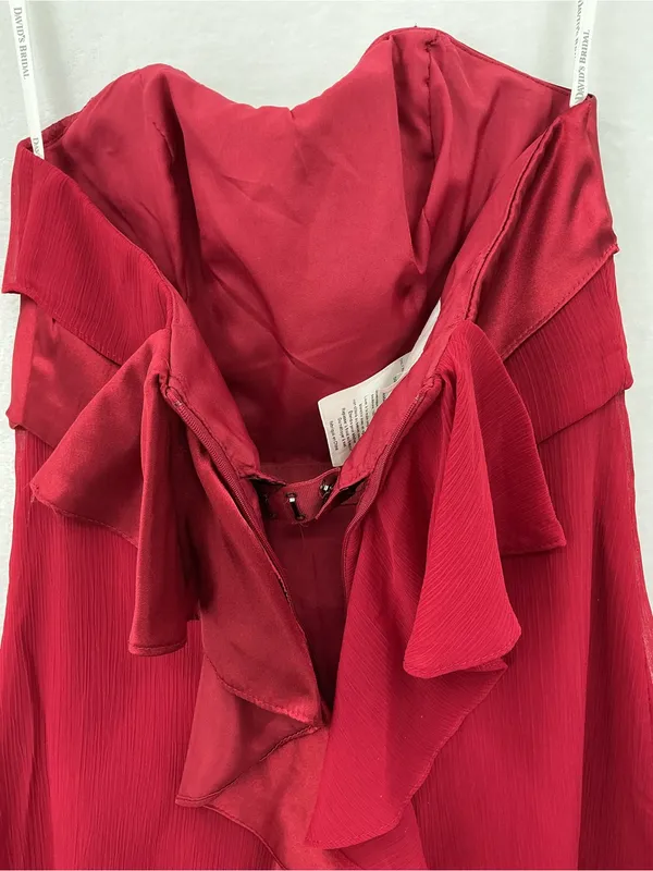 David's Bridal Strapless Twist-Front Red Cocktail Dress 1157 - Image 5