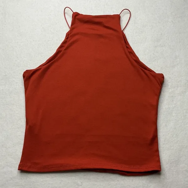 Gaze Womens High Neck Halter Tank Top Red XS - Image 2