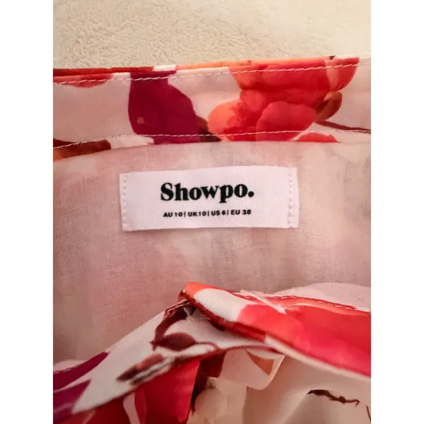 NWOT Showpo Becky Mini Dress Sz‎ 6 Wildflower Floral Tiered Ruffle Bishop Sleeve - Image 7