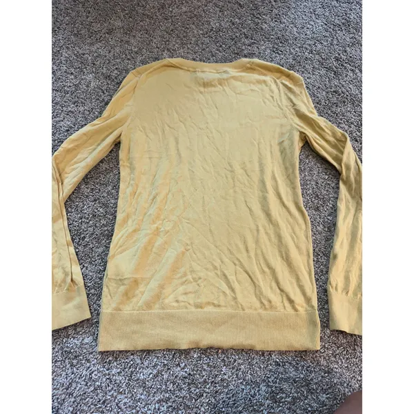 Banana Republic Forever Sweater Womens Small‎ Yellow Cotton Rayon Crew Neck S22 - Image 6