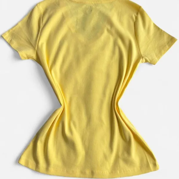 TOMMY HILFIGER Women's T-shirt L Yellow Casual Cotton - Image 5