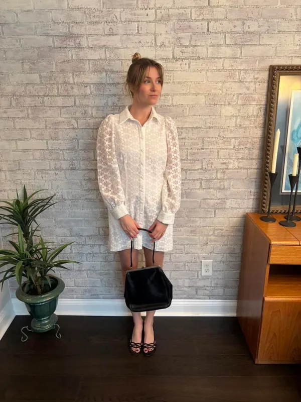 New with Tags Anthropologie White Lace Button Up Dress - Image 5