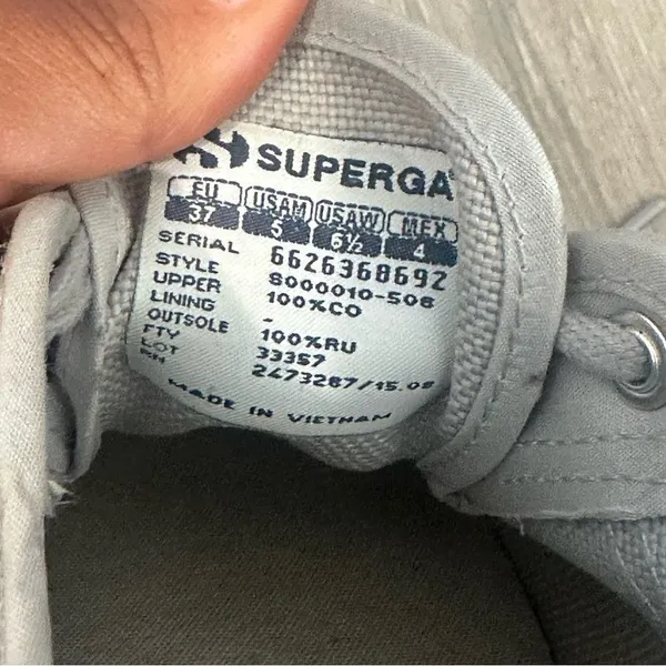 Superga Classic‎ Gray Lace Up Sneakers Womens Sz 6.5 Casual Skate Shoes Street - Image 2