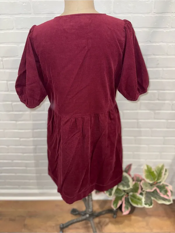 LOFT Corduroy Bow Tie-Front Mini Dress in Burgundy - Image 6
