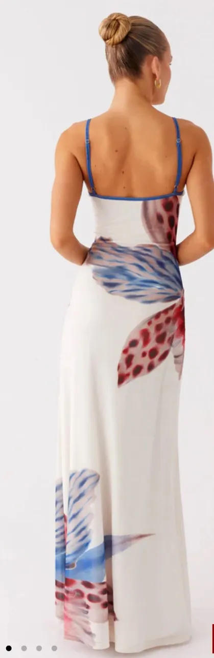 Peppermayo white maxi dress with blue flower print - Image 2