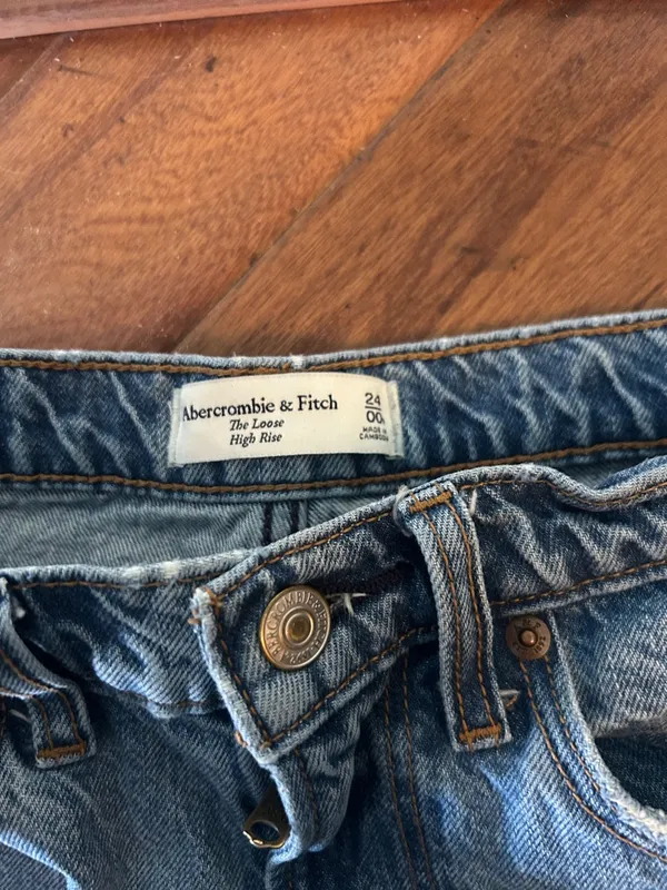 Abercrombie & Fitch The Loose High Rise Blue Denim Jeans Size 24 - Image 5