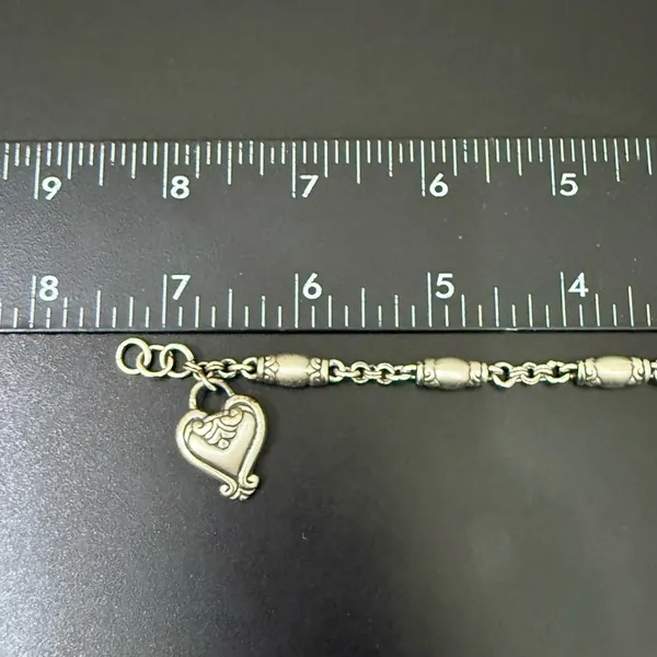 Retired BRIGHTON Blair Heart Barrel Link Chain Silverplated Heart Charm Bracelet - Image 14