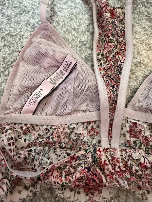 Victorias Secret Floral Lace Bralette in Blush Pink - Image 4