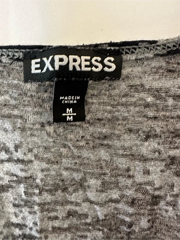 Express Gray Black Heathered Sequin Scoop Neck Tank - Image 2