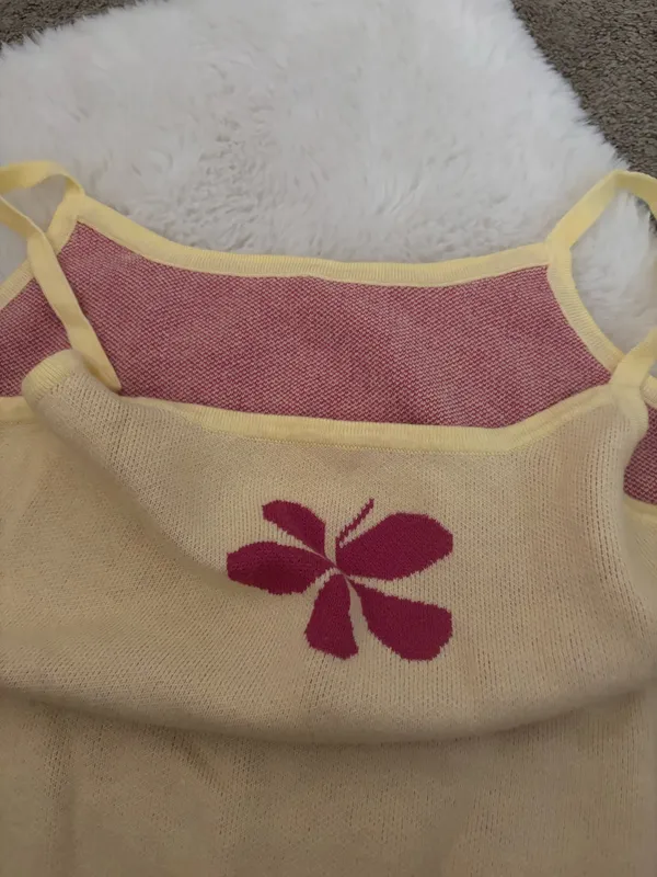 amazon yellow flower knit tank top  - Image 3