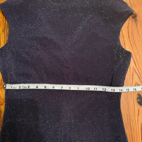 Lauren‎ Ralph Lauren Cocktail Dress Sz 10 Navy Metallic Ruched Wedding Holiday - Image 13