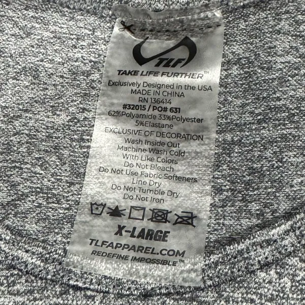 TLF React Seamless Long Sleeve Athletic Shirt Charcoal Heather Women’s XL - Image 3