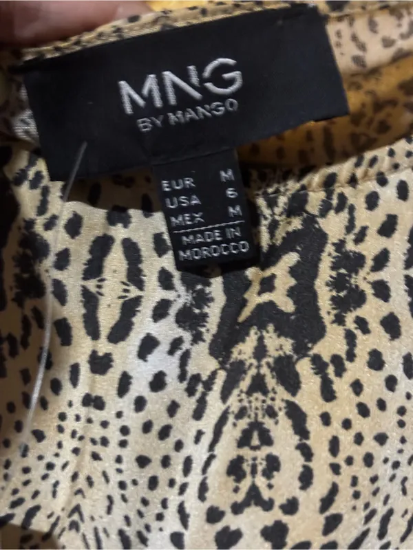 MNG by‎ Mango Animal Print Sleeveless Top with Black Trim - Size 6 Medium - Image 9