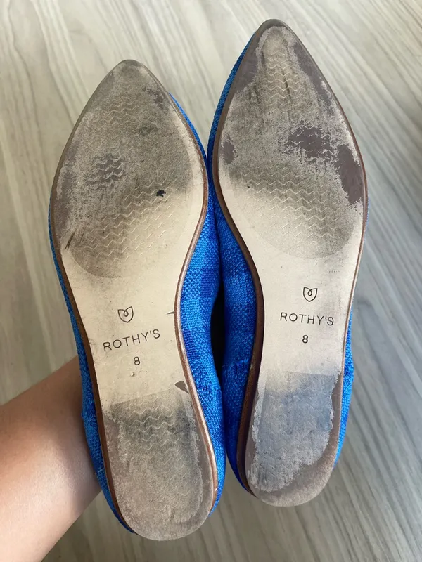 Rothy's Blue Knit Slip-On Flats with Green Insole - Image 8