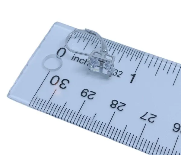 925 Clear CZ Lever Back Sterling Silver Earrings - Image 11