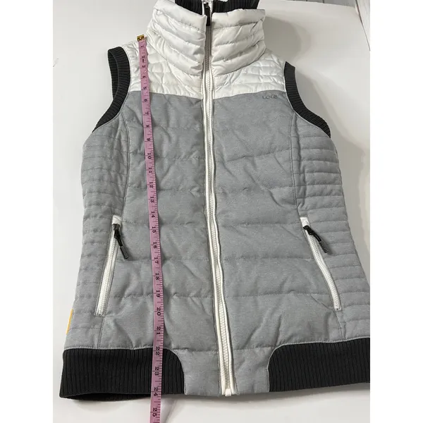 Lole Puffer Vest Small Gray Black Duck Down Hooded Quilted Full Zip Outdoor - Image 7
