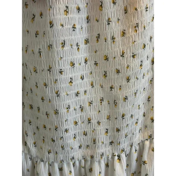 Forever 21 yellow floral Cottagecore stretchy maxi dress cap sleeve medium - Image 5