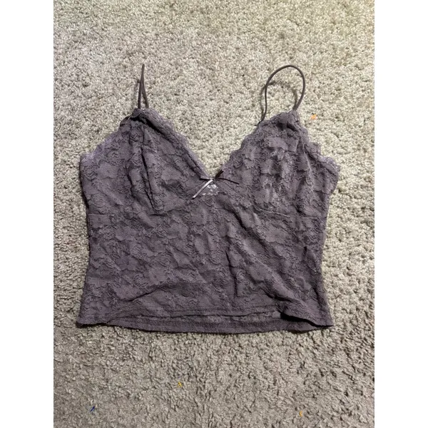 Faded Rose Floral Lace Camisole V-Neck Spaghetti Strap Tank Top Juniors‎ Large - Image 2