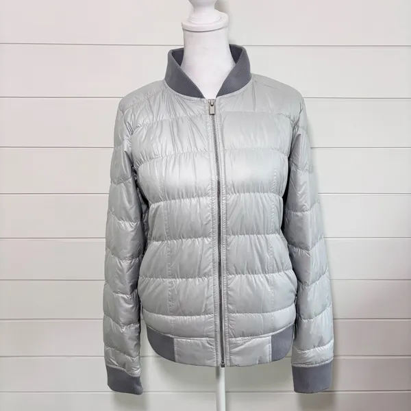 Athleta‎ Womens Jacket Goose Down Dooby Bomber Jacket Coat Gray Size S - Image 2