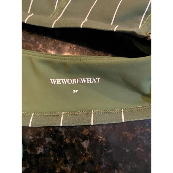 WeWoreWhat Green Pinstripe Scoop Neck Sports Bra Crop Top Women's Size Small NWT - Image 4