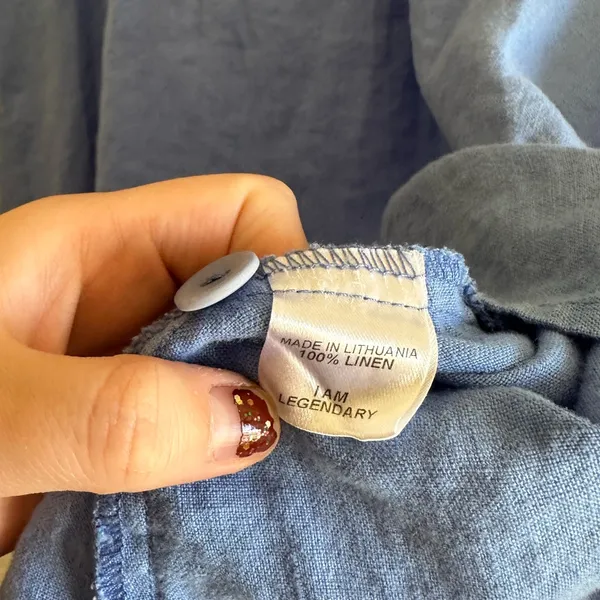Flax Blue Linen Button Back Tee - Image 8